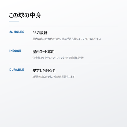 JOOLA ヨーラ プリモ インドアプラス 3個入 features