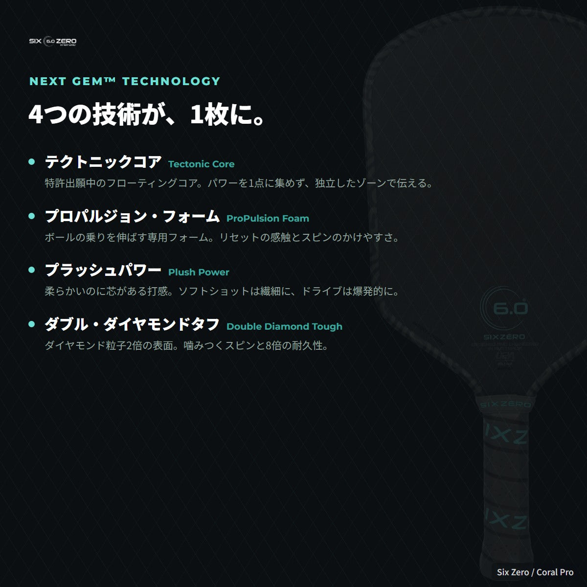Next Gem テクノロジー。テクトニックコア・プロパルジョンフォーム・プラッシュパワー・ダブルダイヤモンドタフ