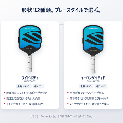 Selkirk OMNI ワイドボディとイーロンゲイティドの違い｜全長・幅・スイングウェイトの比較