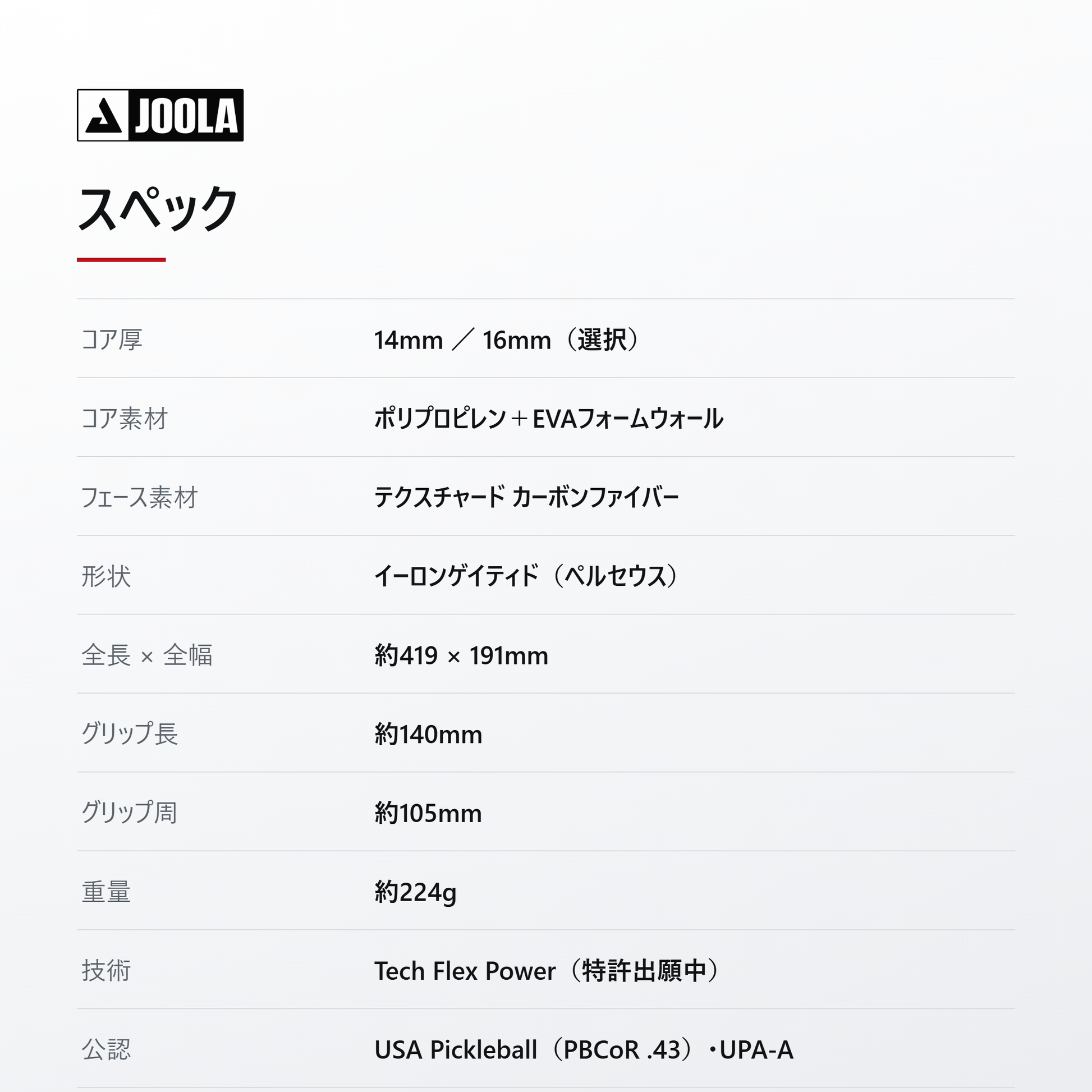 JOOLA ヨーラ ペルセウス プロ IV ピックルボール パドル spec