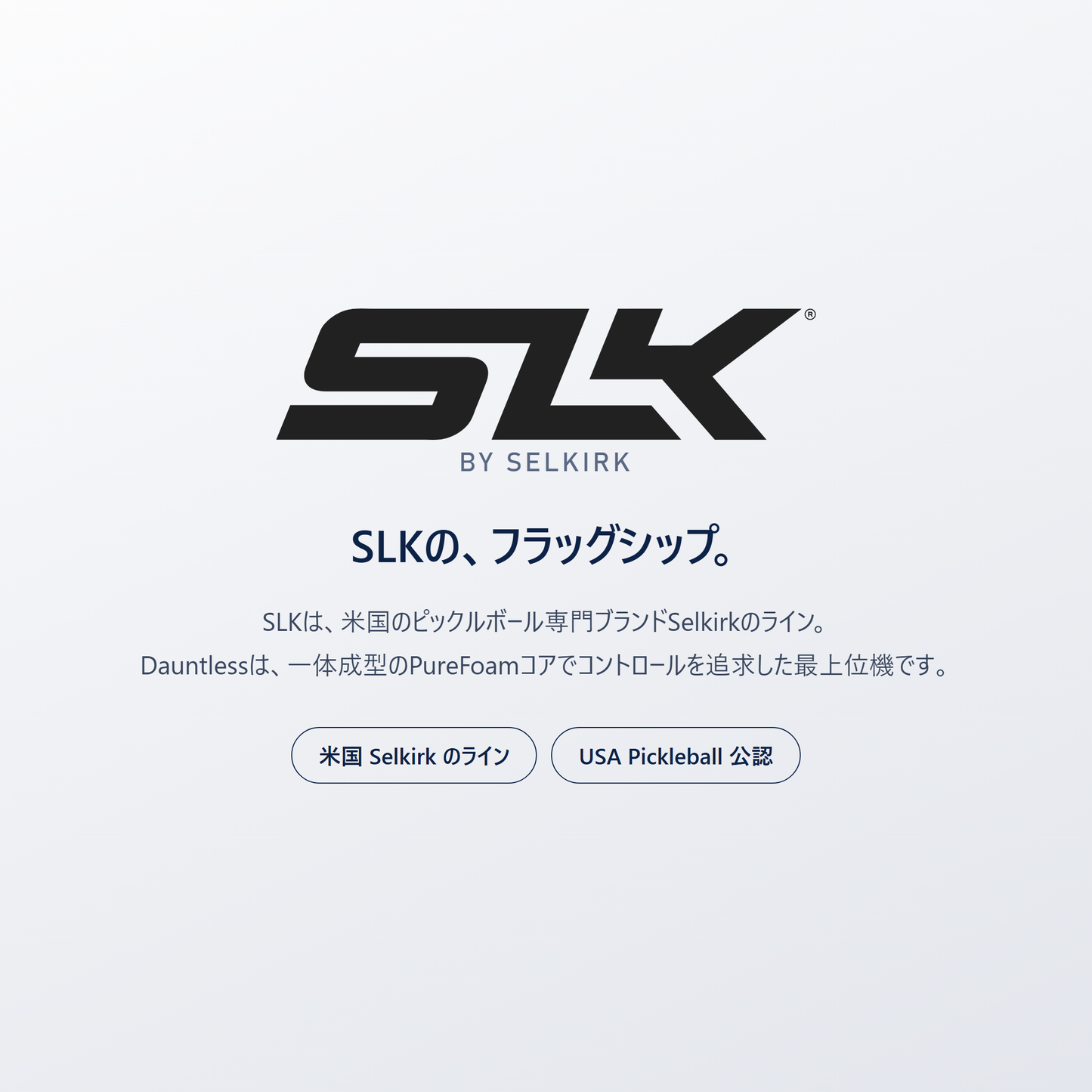 SLK by Selkirk｜米国のピックルボール専門ブランド Selkirk のライン。Dauntless は一体成型PureFoamコアでコントロールを追求した最上位機