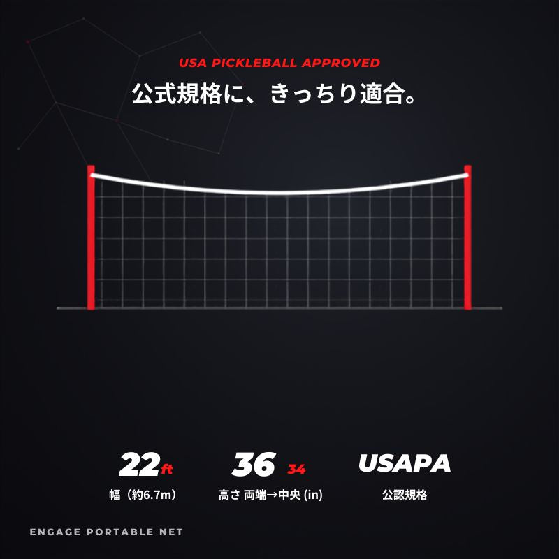 エンゲージ ポータブルネット Engage Portable Net System ピックルボール ネット 公式規格  持ち運び キャリーバッグ付 組立式