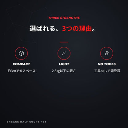 エンゲージ ハーフコートネット Engage Half Court Net 練習用 約10ft 軽量 工具不要 組立式 ミニネット キャリーバッグ付