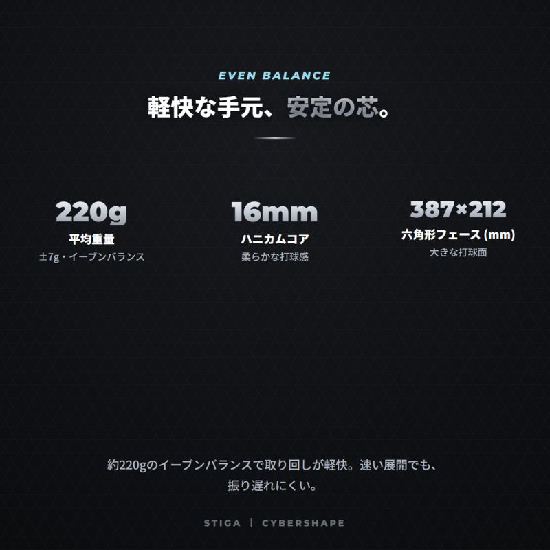 STIGA スティガ Aviox Cybershape Carbon Pro サイバーシェイプ カーボン プロ 16mm