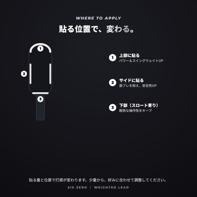 シックスゼロ ピックルボール ウェイト 鉛テープ／ストリップ Six Zero Weighted Lead